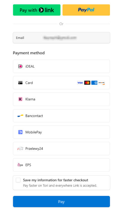 payment methods eur